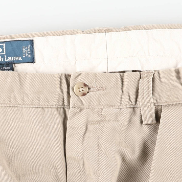 Ralph Lauren POLO by Ralph Lauren ETHAN PANT Two-pleat chino pants for men, size W34 cotton Beige type Vintage Second Hand