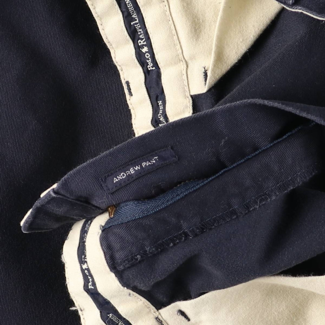 Ralph Lauren POLO RALPH LAUREN ANDREW PANT Two-pleat chino pants Men's size W36 cotton navy blue type Vintage Second Hand