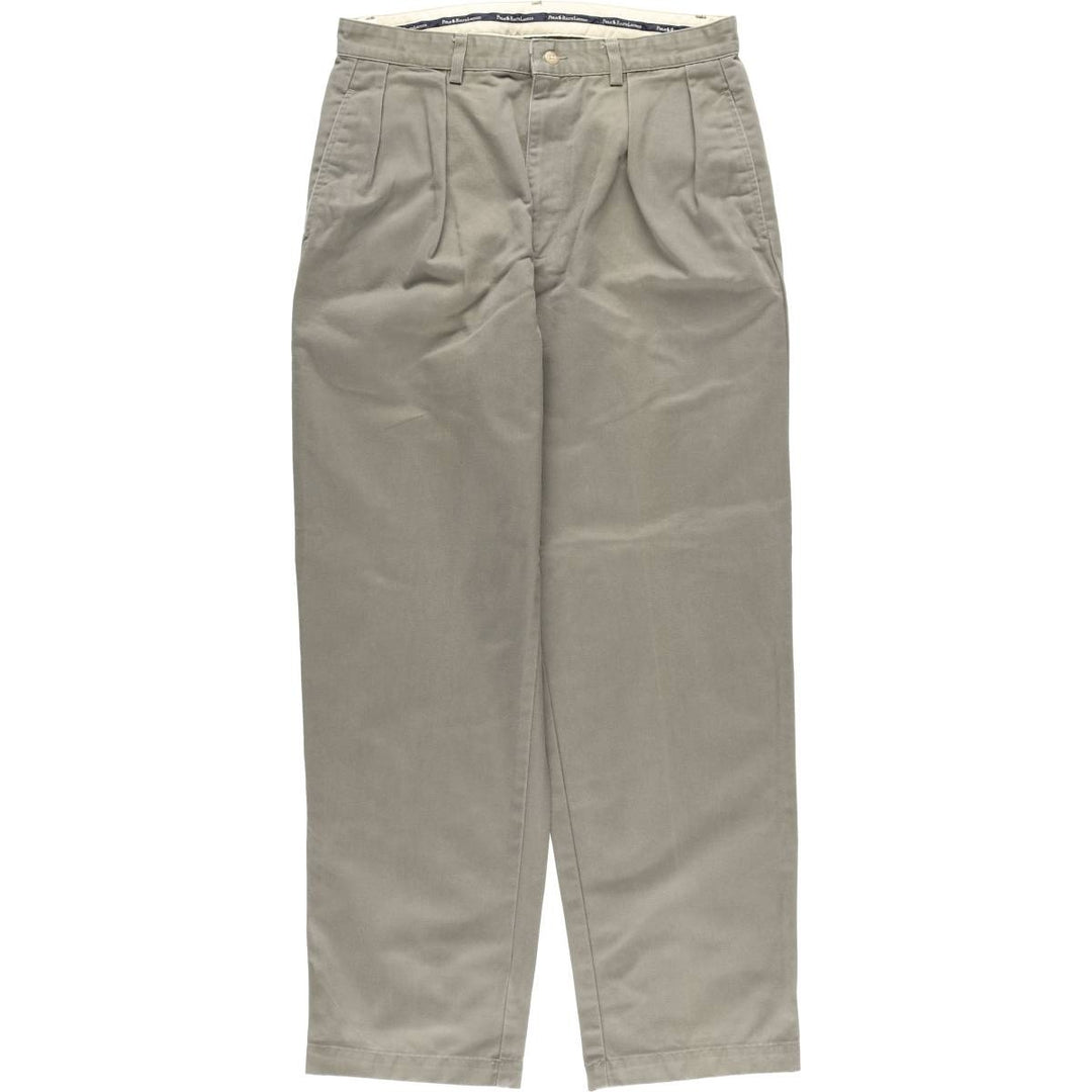 Ralph Lauren POLO RALPH LAUREN ANDREW PANT Two-pleat chino pants for men, size W33 cotton gray type Vintage Second Hand