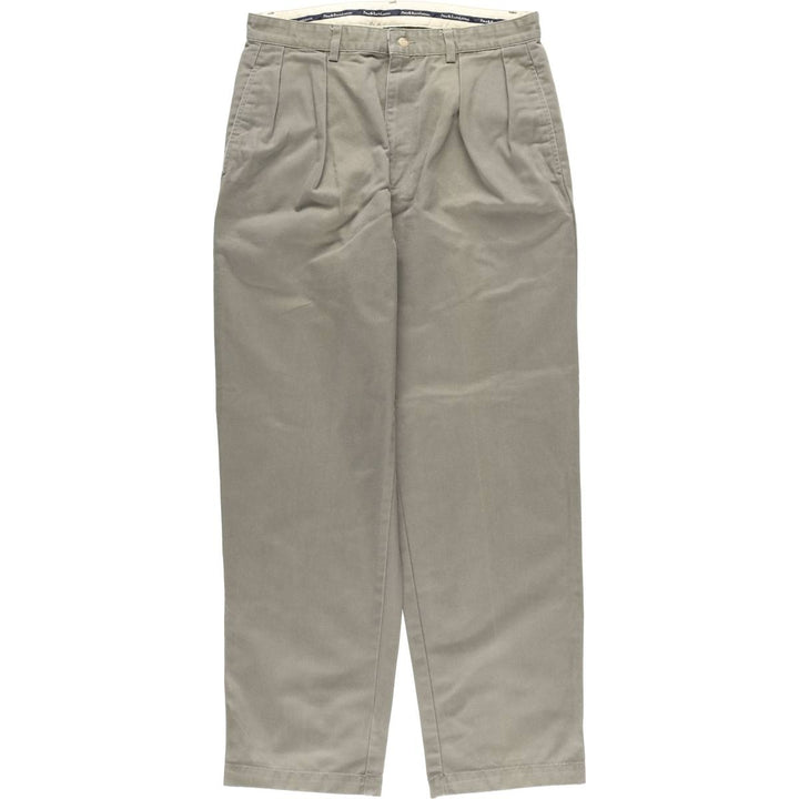 Ralph Lauren POLO RALPH LAUREN ANDREW PANT Two-pleat chino pants for men, size W33 cotton gray type Vintage Second Hand