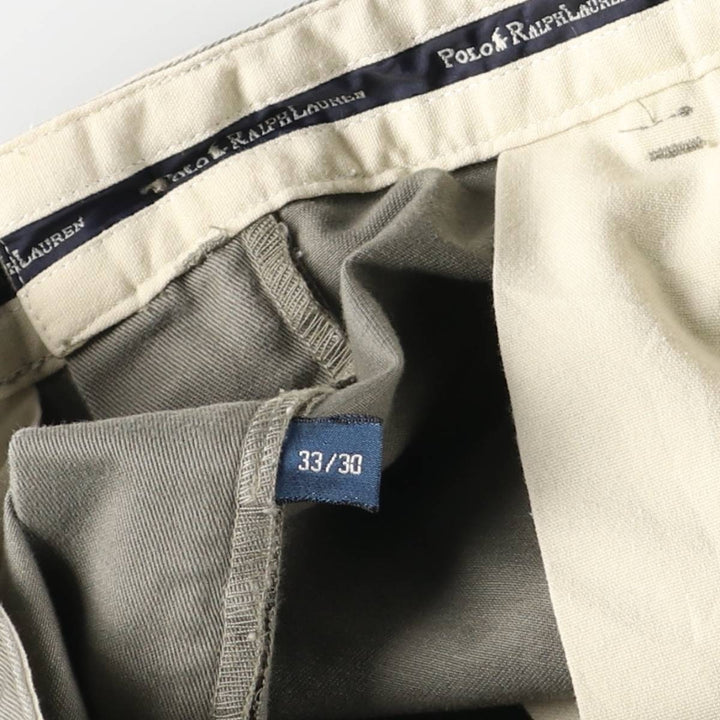 Ralph Lauren POLO RALPH LAUREN ANDREW PANT Two-pleat chino pants for men, size W33 cotton gray type Vintage Second Hand