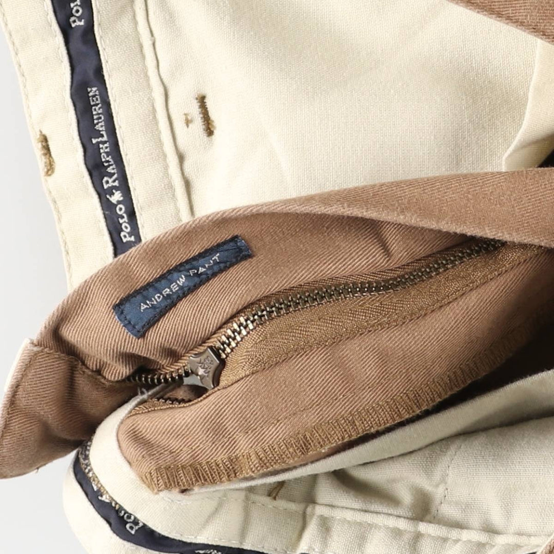 Ralph Lauren POLO RALPH LAUREN ANDREW PANT Two-pleat chino pants for men, size W33 cotton brown type Vintage Second Hand
