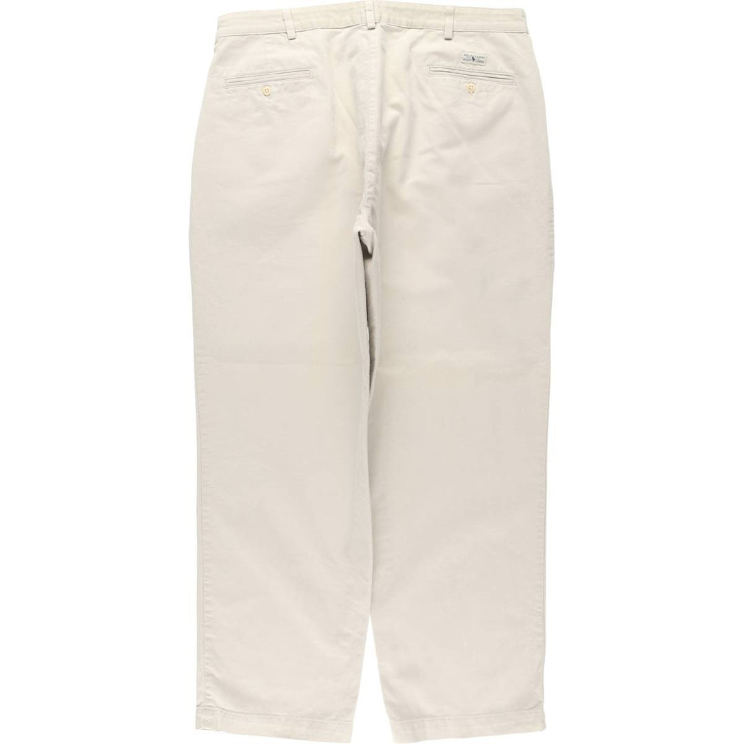 1990'S Ralph Lauren Polo Ralph Lauren Two-Pleat Chino Pants, Made in USA, Men's Size W38 (approx.), Vintage cotton Beige type Vintage Second Hand