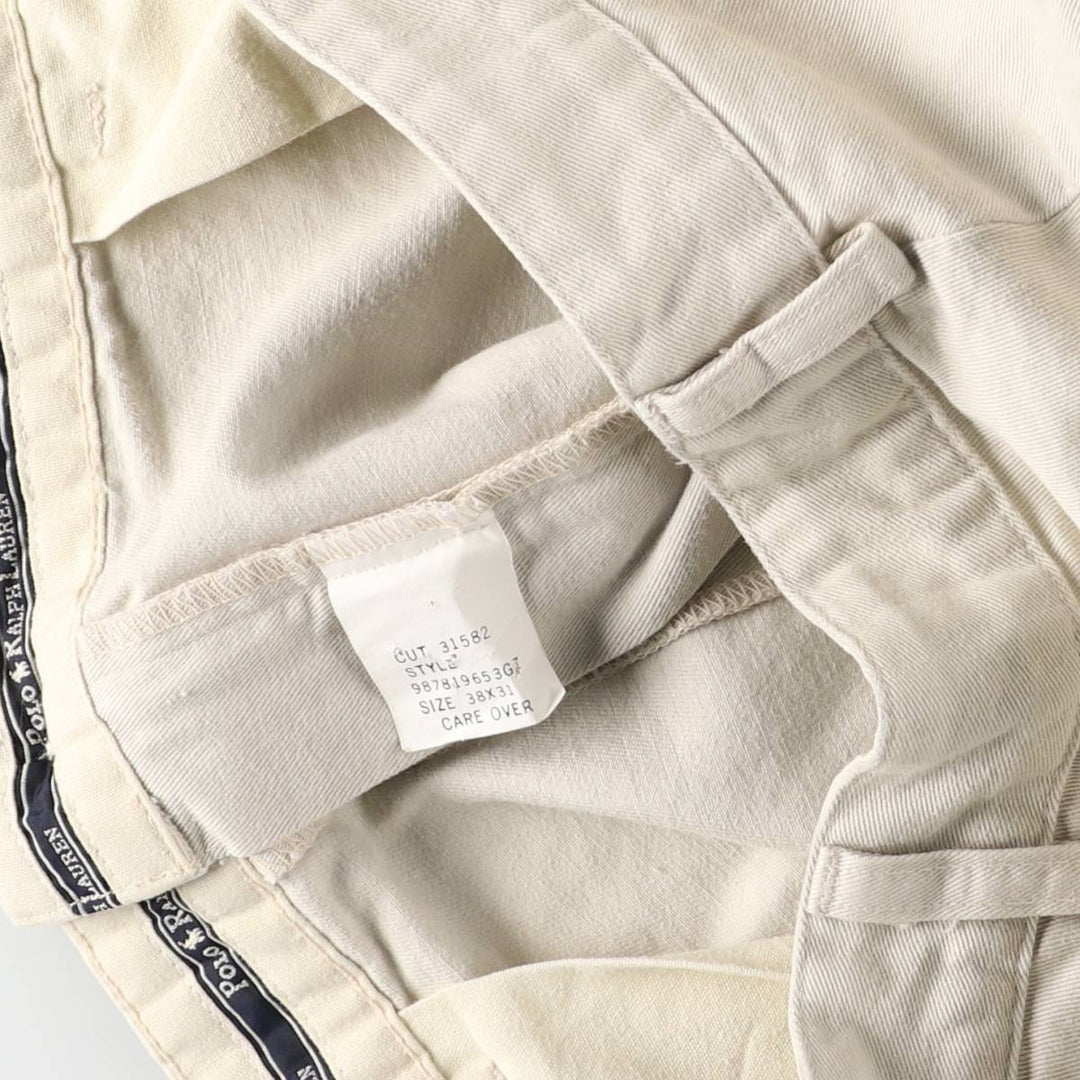 1990'S Ralph Lauren Polo Ralph Lauren Two-Pleat Chino Pants, Made in USA, Men's Size W38 (approx.), Vintage cotton Beige type Vintage Second Hand