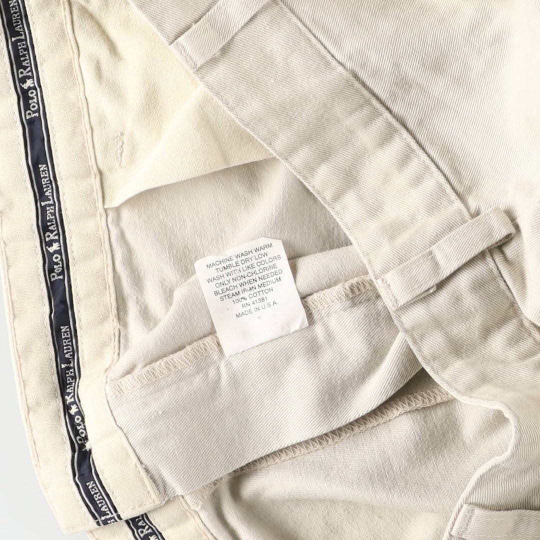 1990'S Ralph Lauren Polo Ralph Lauren Two-Pleat Chino Pants, Made in USA, Men's Size W38 (approx.), Vintage cotton Beige type Vintage Second Hand