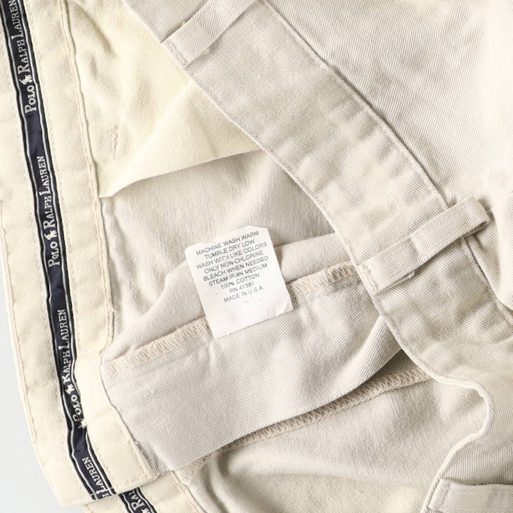 1990'S Ralph Lauren Polo Ralph Lauren Two-Pleat Chino Pants, Made in USA, Men's Size W38 (approx.), Vintage cotton Beige type Vintage Second Hand