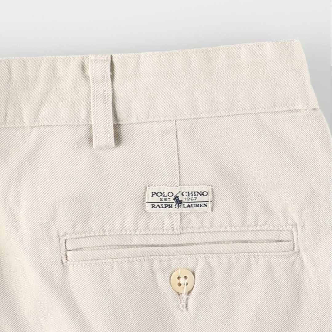 1990'S Ralph Lauren Polo Ralph Lauren Two-Pleat Chino Pants, Made in USA, Men's Size W38 (approx.), Vintage cotton Beige type Vintage Second Hand