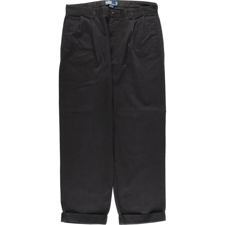 Ralph Lauren POLO by Ralph Lauren HAMMOND PANT, two-pleat chino pants, men's w36 equivalent cotton black type Vintage Second Hand