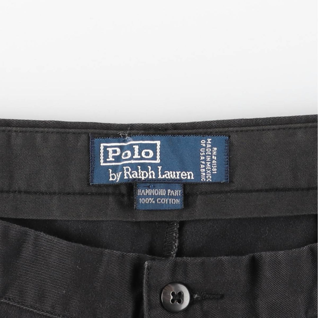 Ralph Lauren POLO by Ralph Lauren HAMMOND PANT, two-pleat chino pants, men's w36 equivalent cotton black type Vintage Second Hand