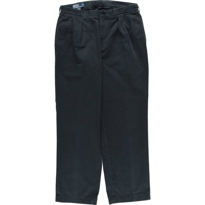 Ralph Lauren POLO by Ralph Lauren ANDREW PANT Two-pleat chino pants for men, equivalent to W34 cotton black type Vintage Second Hand