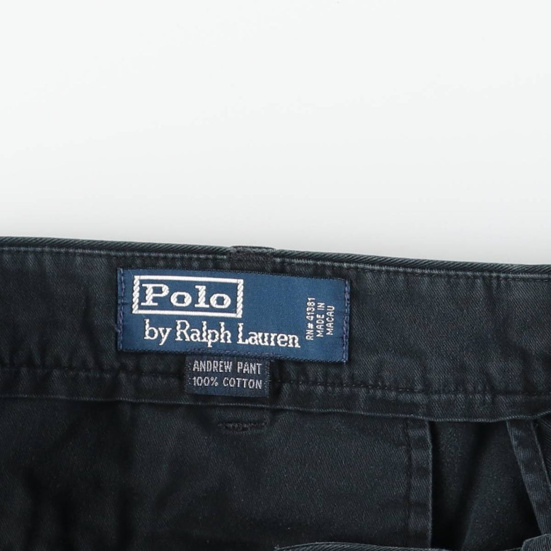 Ralph Lauren POLO by Ralph Lauren ANDREW PANT Two-pleat chino pants for men, equivalent to W34 cotton black type Vintage Second Hand