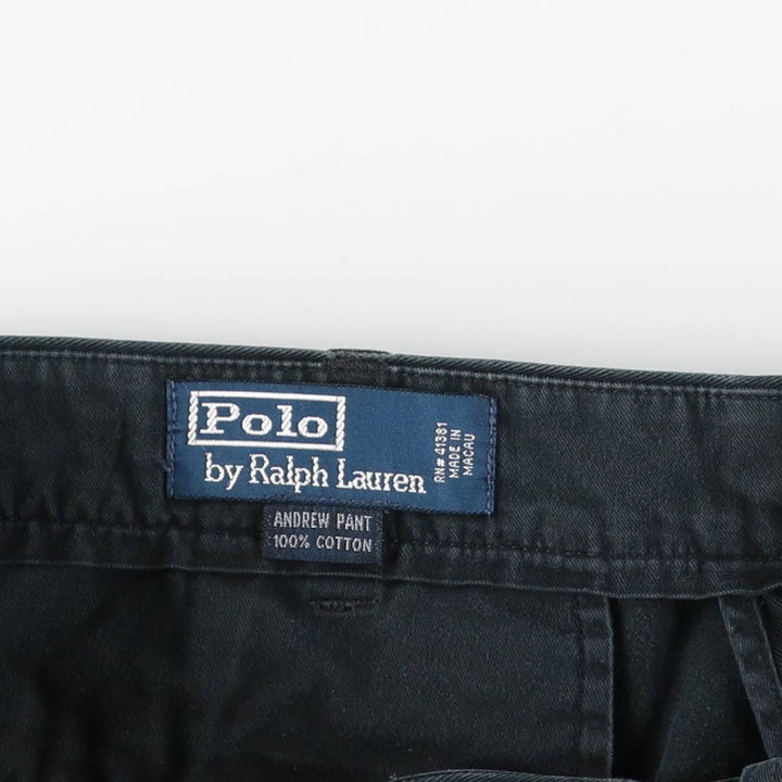 Ralph Lauren POLO by Ralph Lauren ANDREW PANT Two-pleat chino pants for men, equivalent to W34 cotton black type Vintage Second Hand