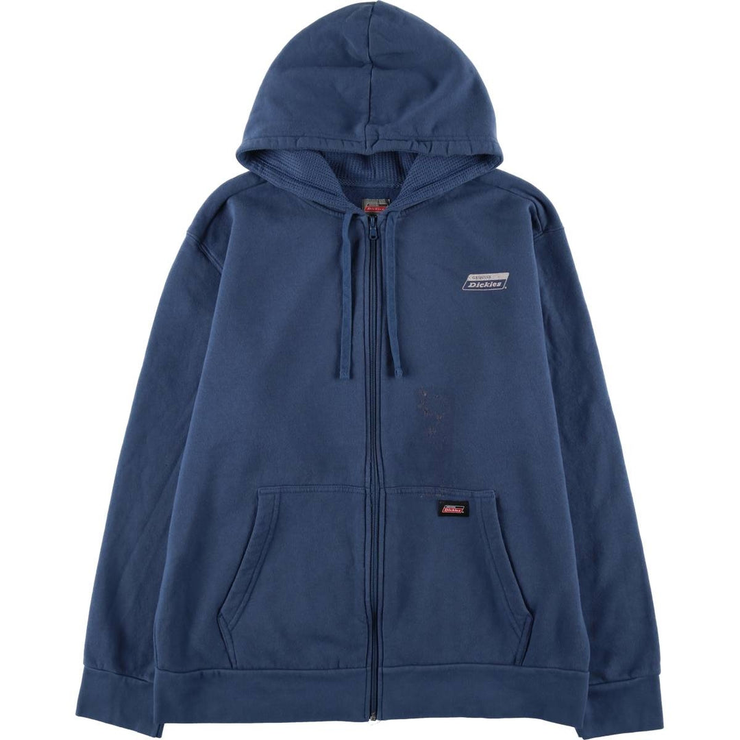 Dickies Sweat Full Zip Hoodie Men's L size cotton Navy blue Vintage Second Hand