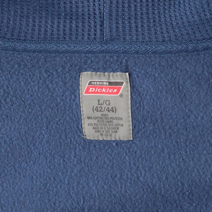 Dickies Sweat Full Zip Hoodie Men's L size cotton Navy blue Vintage Second Hand