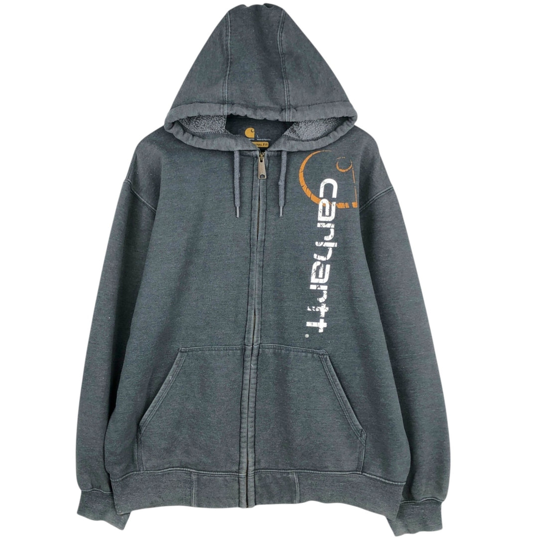 Carhartt ORIGINAL FIT Sweat Full Zip Hoodie, Men's L size cotton Charcoal Vintage Second Hand