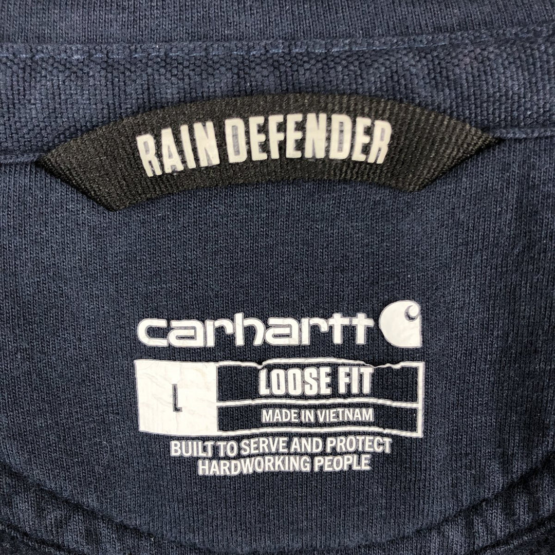 Carhartt RAIN DEFENDER LOOSE FIT Sweat Full-Zip Hoodie (Men's Size L) cotton navy blue type Vintage Second Hand