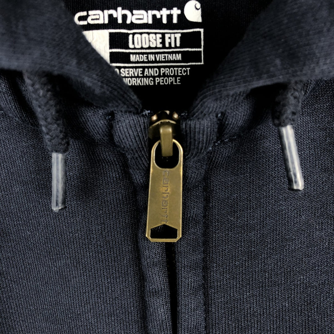 Carhartt RAIN DEFENDER LOOSE FIT Sweat Full-Zip Hoodie (Men's Size L) cotton navy blue type Vintage Second Hand