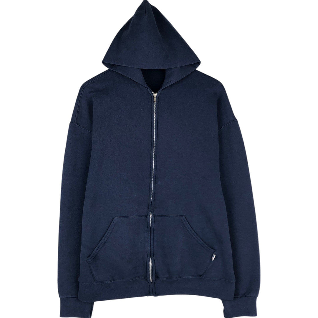 Russell Dri-POWER Sweat Full-Zip Hoodie, Men's Size L polyester navy blue type Vintage Second Hand