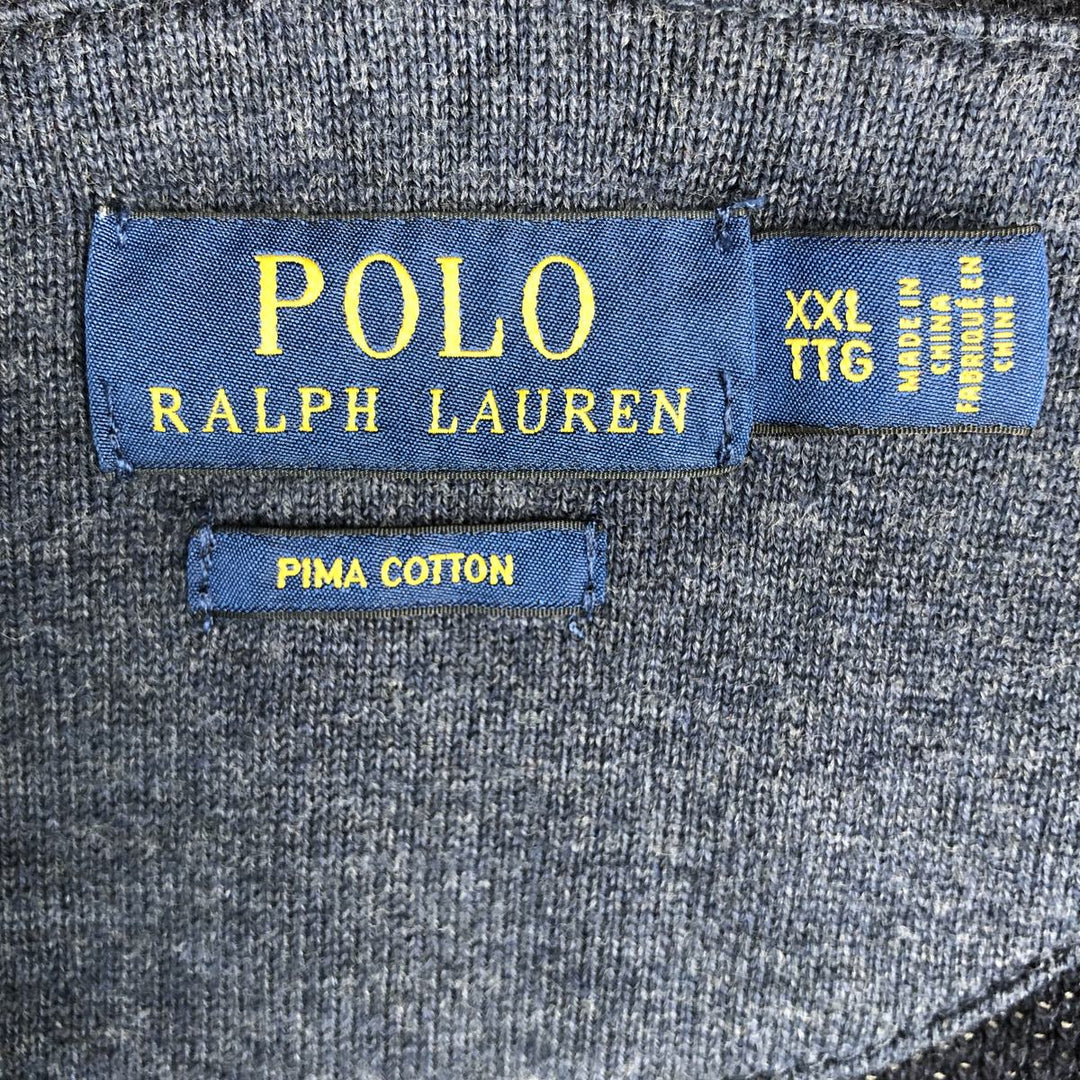 Ralph Lauren POLO RALPH LAUREN Sweat Full Zip Hoodie Men's XXL Pima Cotton navy blue type Vintage Second Hand
