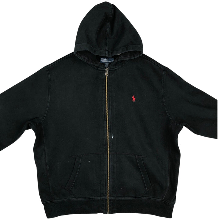 Ralph Lauren POLO RALPH LAUREN Sweatshirt Full-Zip Hoodie, Women's Size XXL (approx.) cotton black type Vintage Second Hand