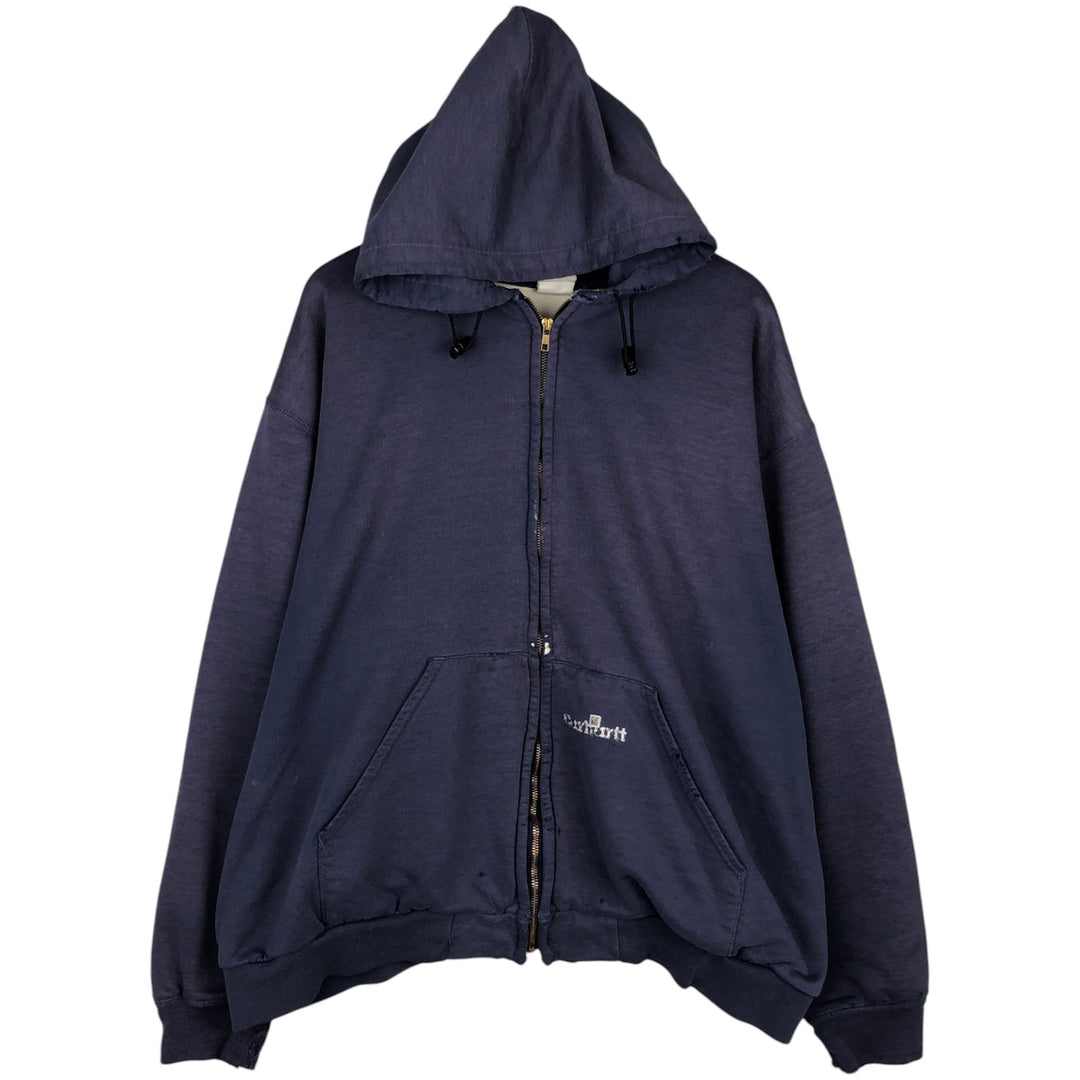 Carhartt Sweat Full Zip Hoodie Men's XXL unclear navy blue type Vintage Second Hand