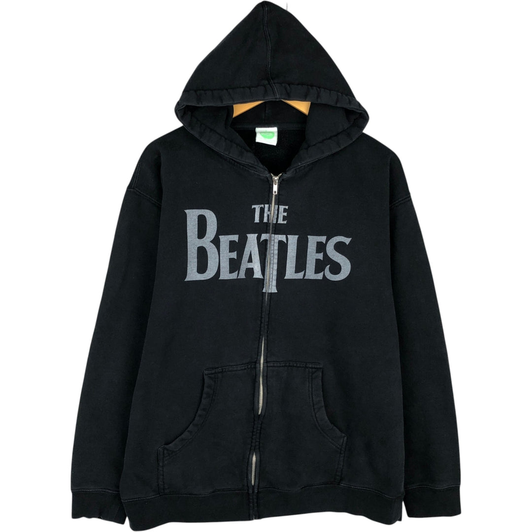 2000'S THE BEATLES Full-Zip Sweatshirt Hoodie, Men's Size L (approx.), Double-Sided Print cotton black type Vintage Second Hand