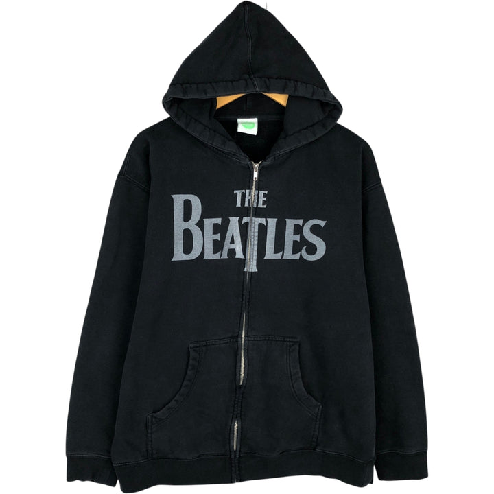2000'S THE BEATLES Full-Zip Sweatshirt Hoodie, Men's Size L (approx.), Double-Sided Print cotton black type Vintage Second Hand