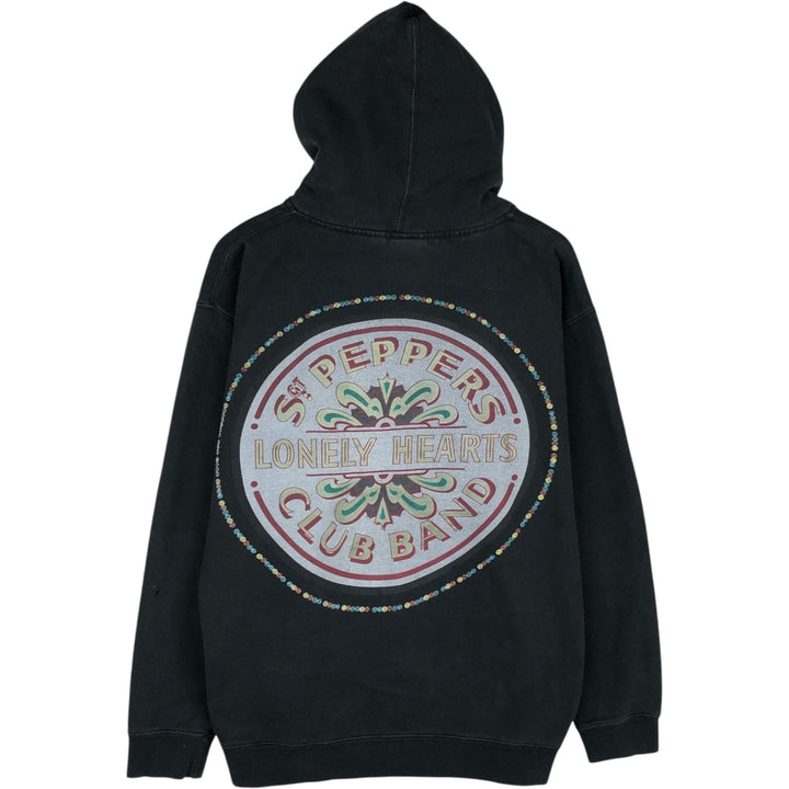 2000'S THE BEATLES Full-Zip Sweatshirt Hoodie, Men's Size L (approx.), Double-Sided Print cotton black type Vintage Second Hand