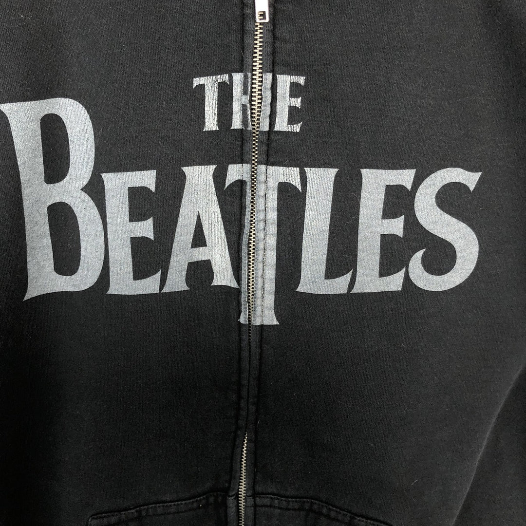 2000'S THE BEATLES Full-Zip Sweatshirt Hoodie, Men's Size L (approx.), Double-Sided Print cotton black type Vintage Second Hand
