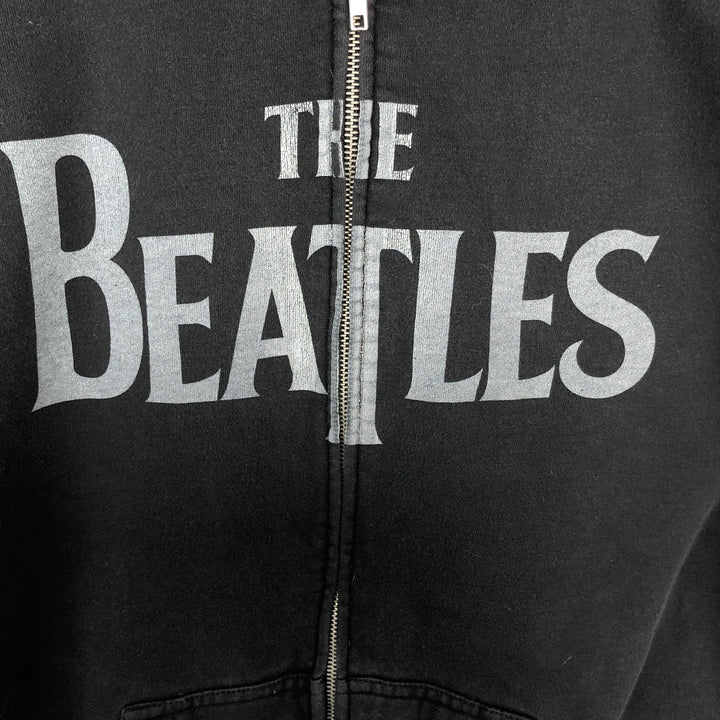 2000'S THE BEATLES Full-Zip Sweatshirt Hoodie, Men's Size L (approx.), Double-Sided Print cotton black type Vintage Second Hand