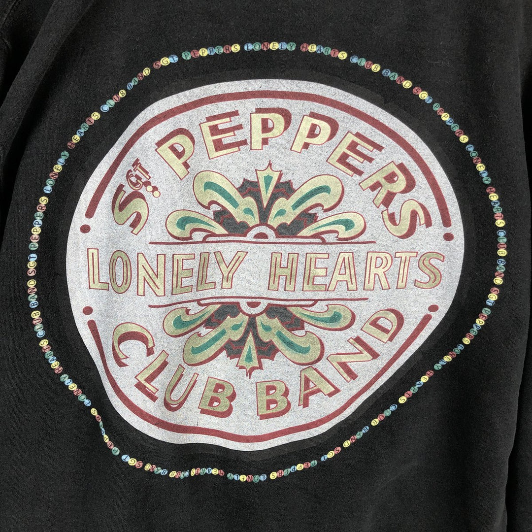2000'S THE BEATLES Full-Zip Sweatshirt Hoodie, Men's Size L (approx.), Double-Sided Print cotton black type Vintage Second Hand