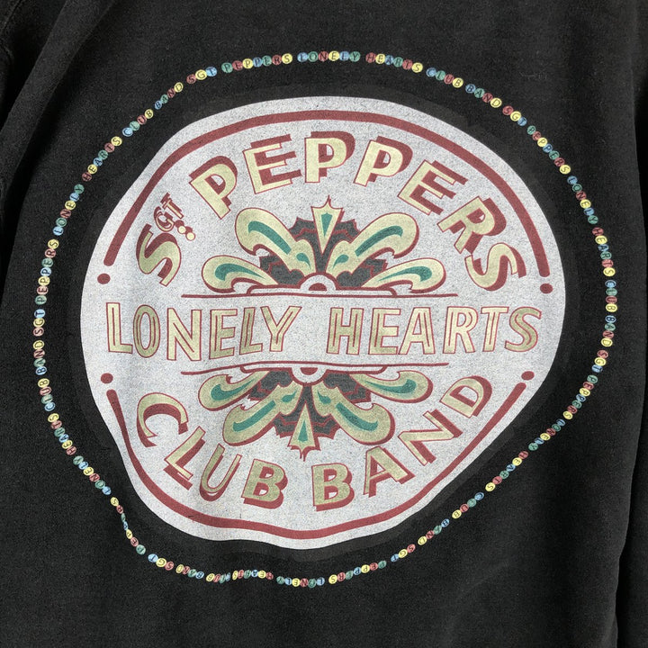 2000'S THE BEATLES Full-Zip Sweatshirt Hoodie, Men's Size L (approx.), Double-Sided Print cotton black type Vintage Second Hand