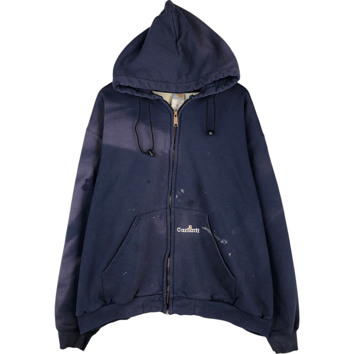 Carhartt Sweat Full Zip Hoodie Men's XXL cotton navy blue type Vintage Second Hand