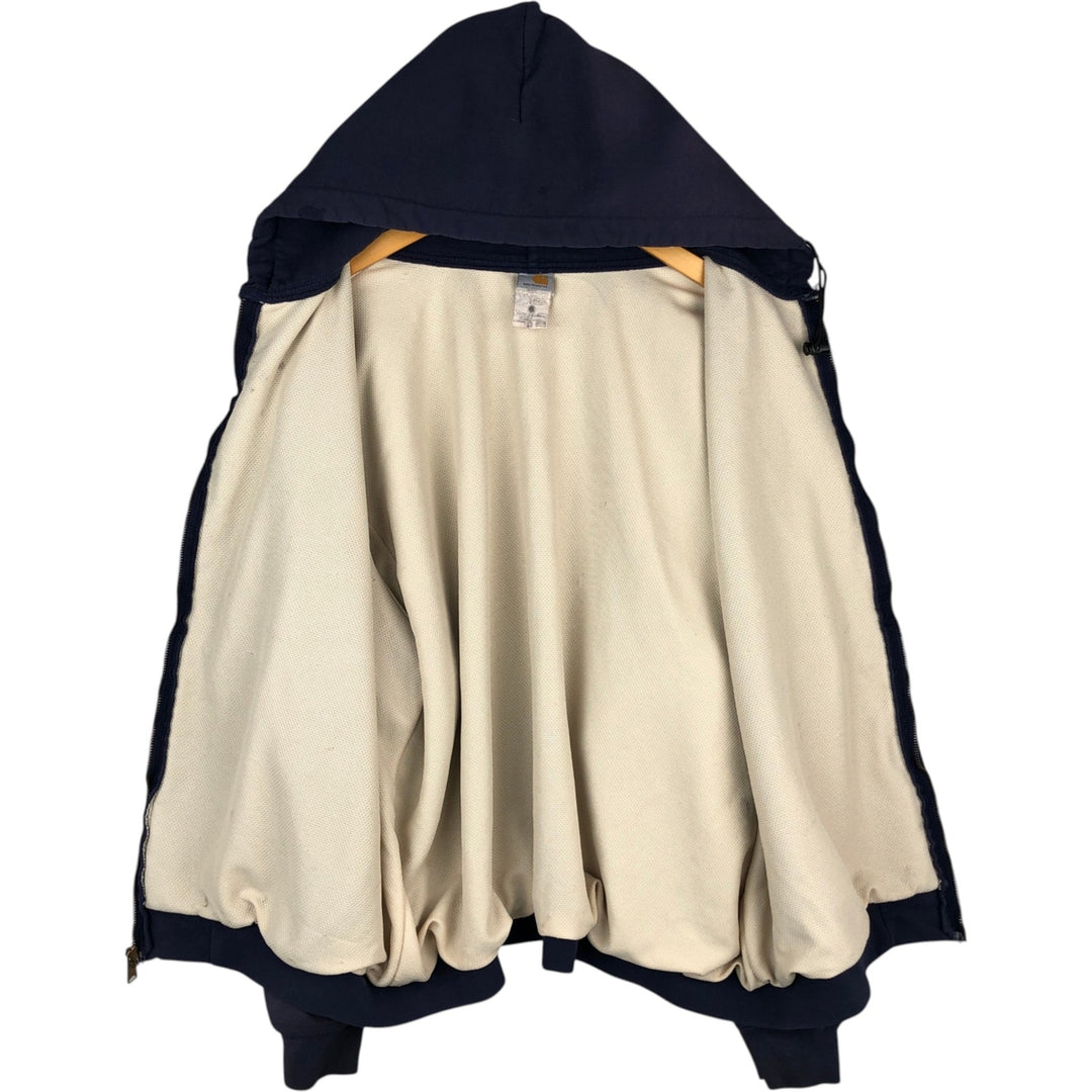 Carhartt Sweat Full Zip Hoodie Men's XXL cotton navy blue type Vintage Second Hand