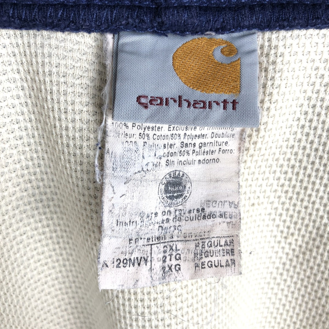 Carhartt Sweat Full Zip Hoodie Men's XXL cotton navy blue type Vintage Second Hand