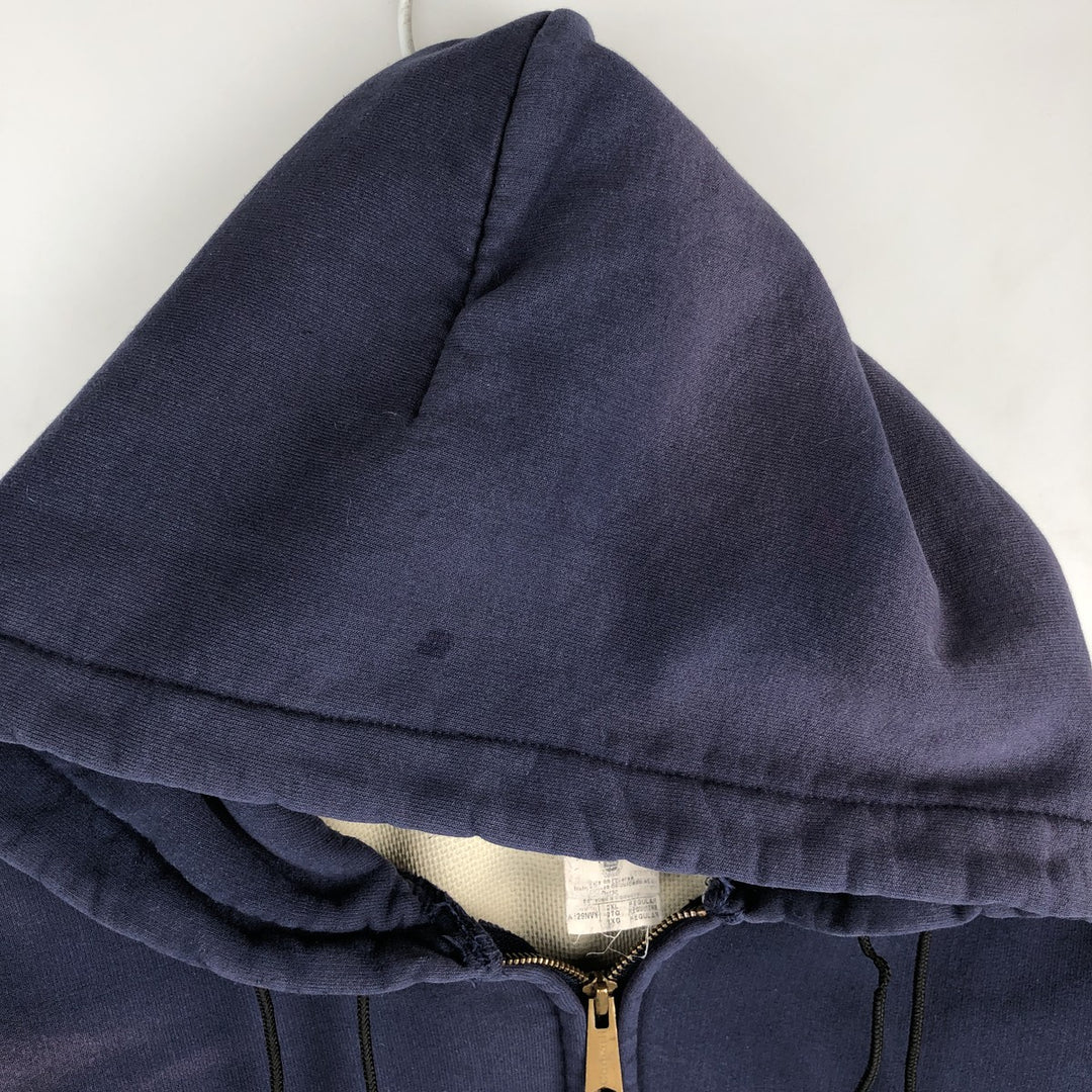 Carhartt Sweat Full Zip Hoodie Men's XXL cotton navy blue type Vintage Second Hand