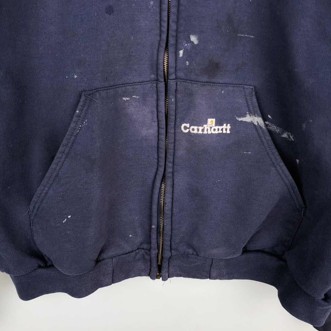 Carhartt Sweat Full Zip Hoodie Men's XXL cotton navy blue type Vintage Second Hand