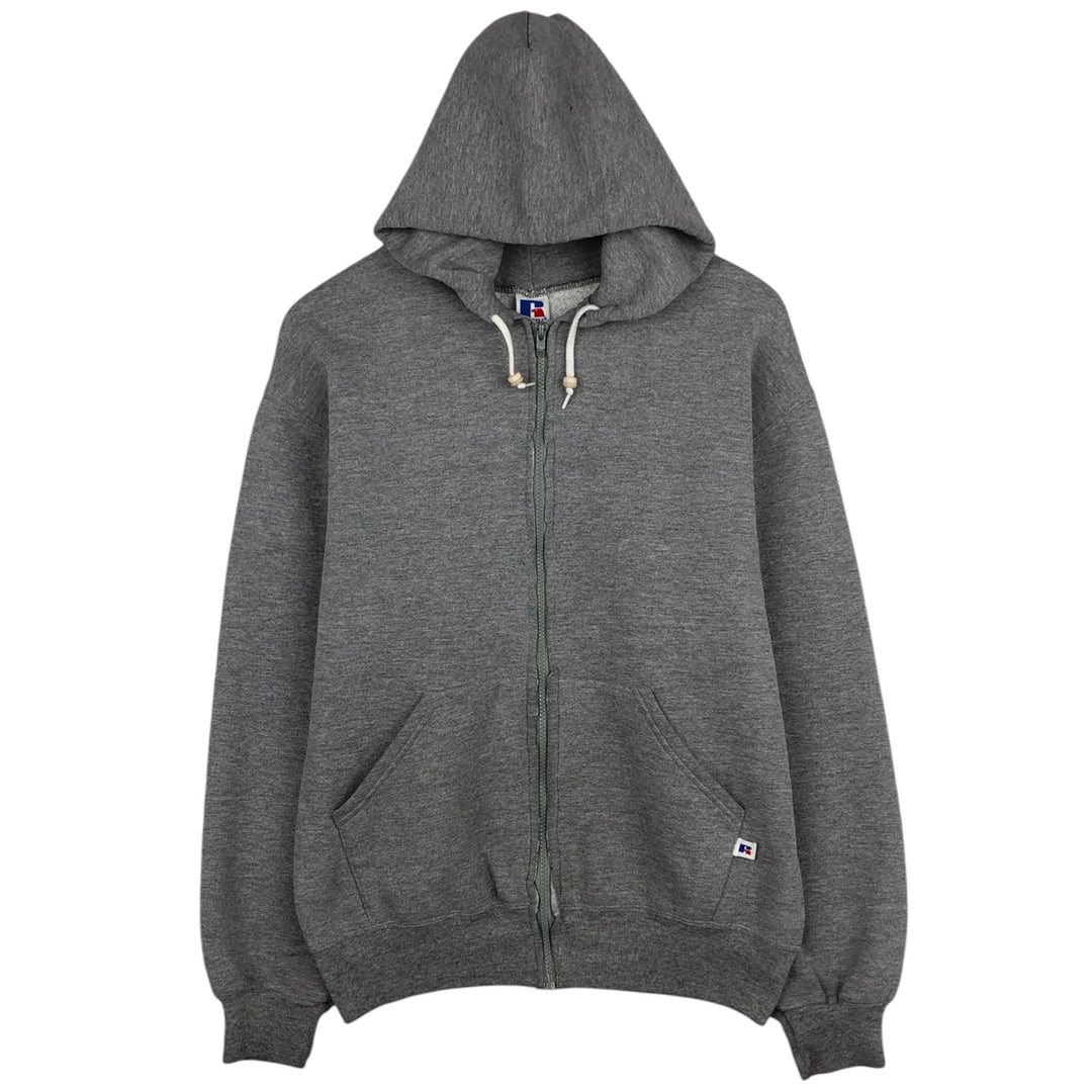 90'S Russell Full-Zip Sweatshirt Hoodie, Made in USA, Men's Size M (Equivalent), Vintage polyester gray type Vintage Second Hand