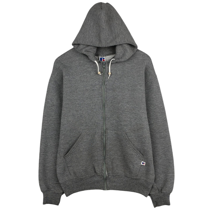 90'S Russell Full-Zip Sweatshirt Hoodie, Made in USA, Men's Size M (Equivalent), Vintage polyester gray type Vintage Second Hand