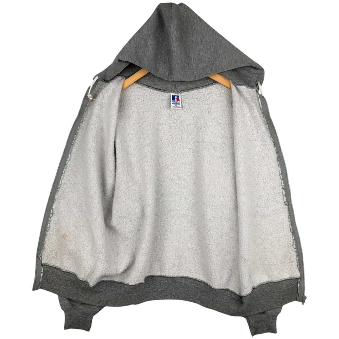 90'S Russell Full-Zip Sweatshirt Hoodie, Made in USA, Men's Size M (Equivalent), Vintage polyester gray type Vintage Second Hand