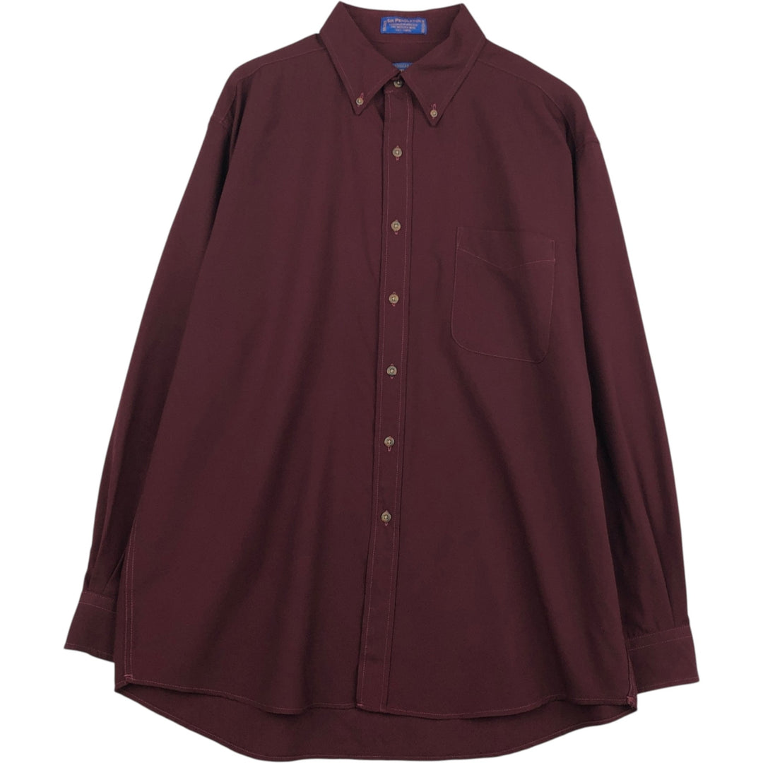 Pendleton button-down wool shirt, men's size L (approx.) wool wine-red Vintage Second Hand