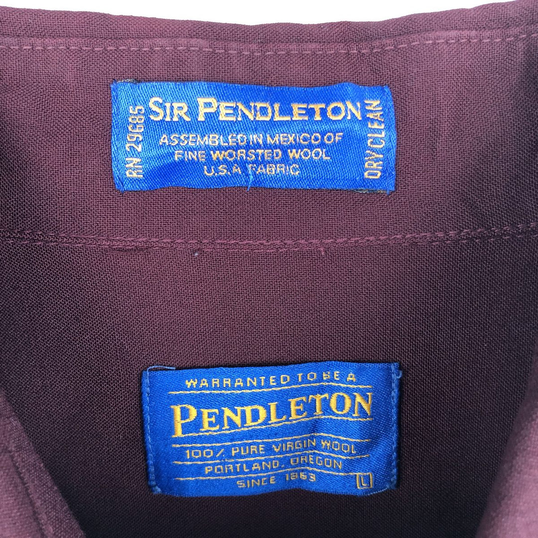 Pendleton button-down wool shirt, men's size L (approx.) wool wine-red Vintage Second Hand