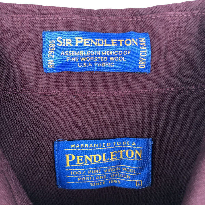 Pendleton button-down wool shirt, men's size L (approx.) wool wine-red Vintage Second Hand