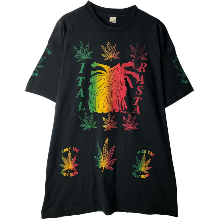 80'S Screen Stars Rasta Color Print T-Shirt, Oversized, Made in USA, Men's Size XXXL cotton black type Vintage Second Hand