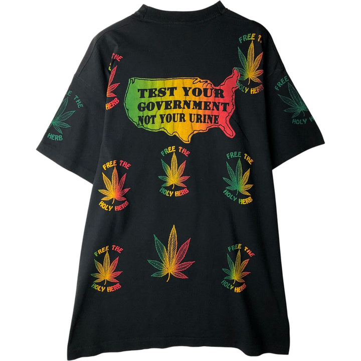 80'S Screen Stars Rasta Color Print T-Shirt, Oversized, Made in USA, Men's Size XXXL cotton black type Vintage Second Hand