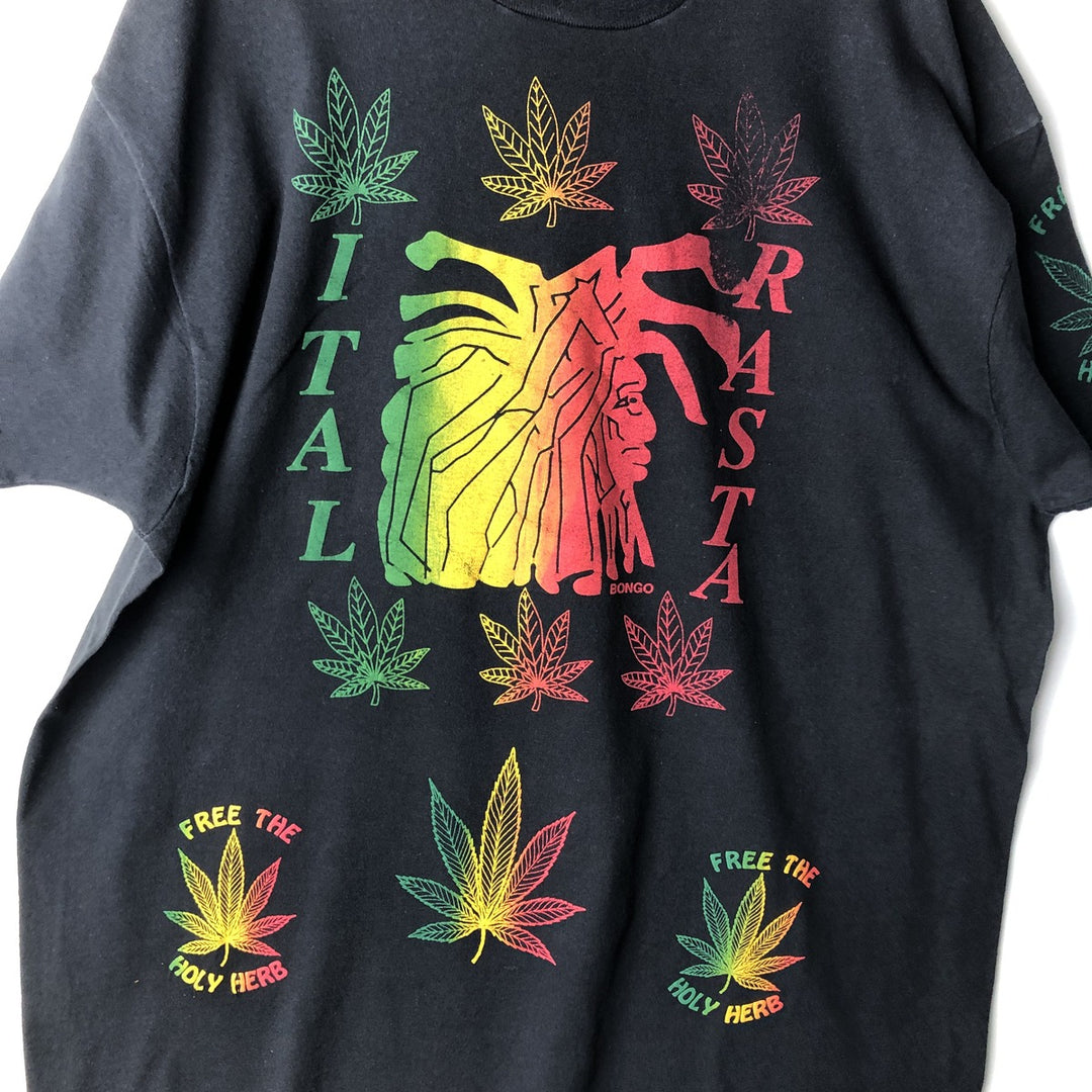 80'S Screen Stars Rasta Color Print T-Shirt, Oversized, Made in USA, Men's Size XXXL cotton black type Vintage Second Hand