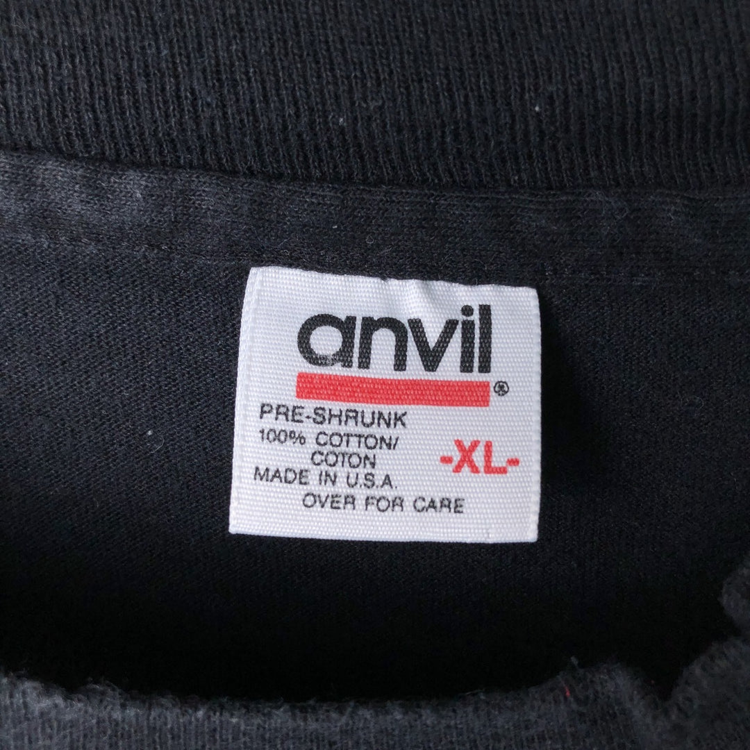 90'S Anvil Printed T-shirt Made in USA Men's XL Vintage cotton black type Vintage Second Hand