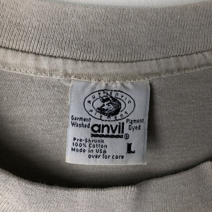 Vintage 90'S Anvil Fish Print Animal T-Shirt, Made in USA, Men's Size Large cotton Beige type Vintage Second Hand