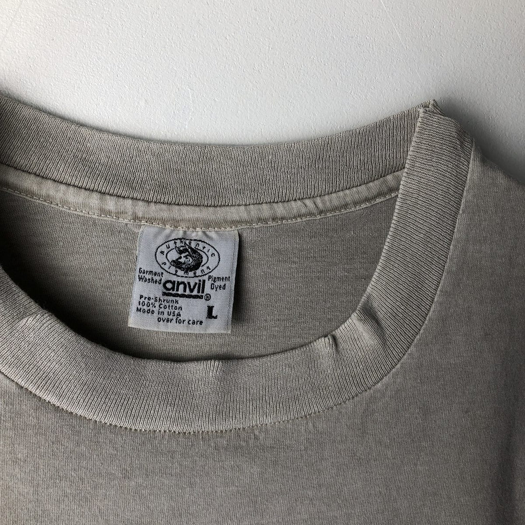 Vintage 90'S Anvil Fish Print Animal T-Shirt, Made in USA, Men's Size Large cotton Beige type Vintage Second Hand