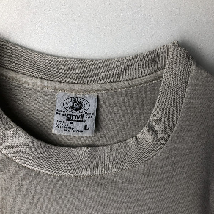 Vintage 90'S Anvil Fish Print Animal T-Shirt, Made in USA, Men's Size Large cotton Beige type Vintage Second Hand